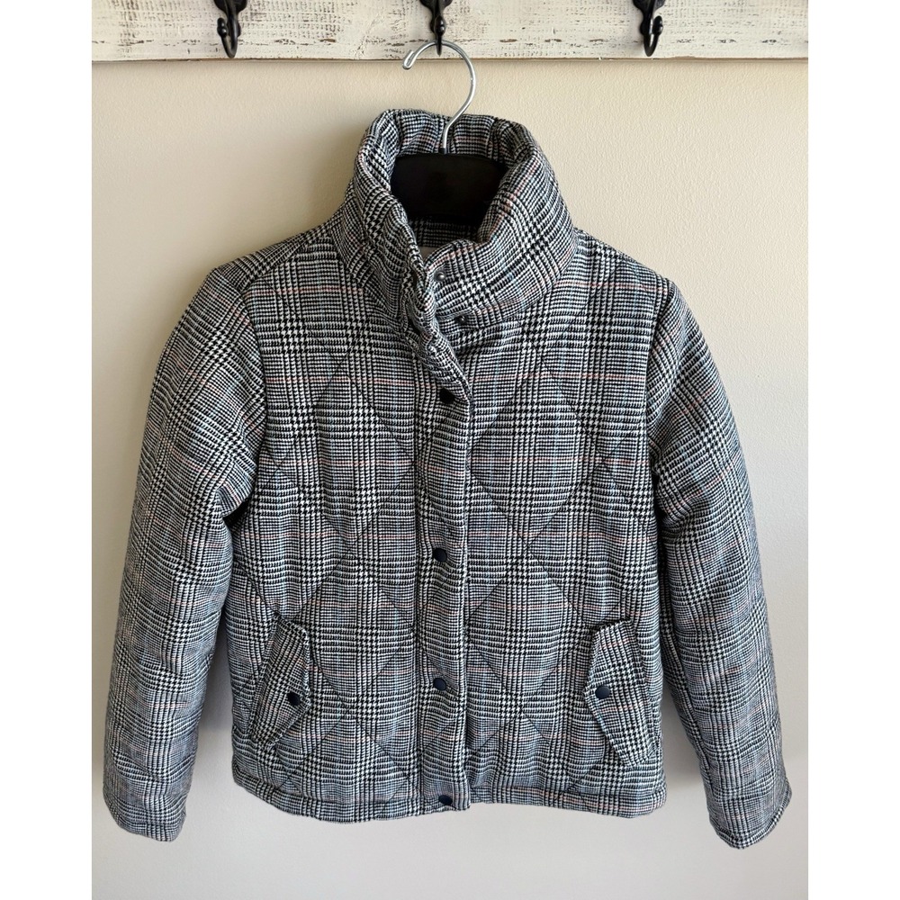 A NEW DAY PLAID QUILTED PUFFER JACKET GREY BLACK XS‎ BARN COAT MODERN VINTAGE